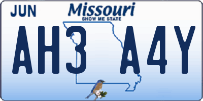 MO license plate AH3A4Y