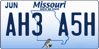 MO license plate AH3A5H