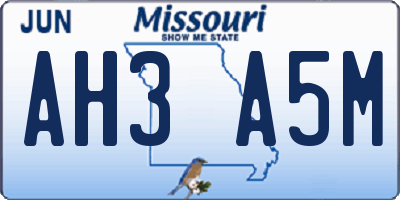 MO license plate AH3A5M