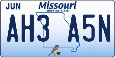 MO license plate AH3A5N