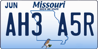 MO license plate AH3A5R