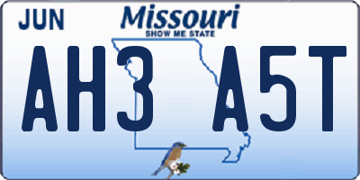 MO license plate AH3A5T