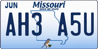 MO license plate AH3A5U