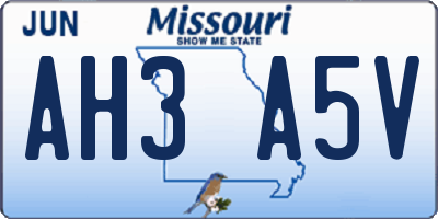 MO license plate AH3A5V