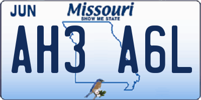 MO license plate AH3A6L