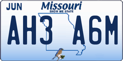 MO license plate AH3A6M