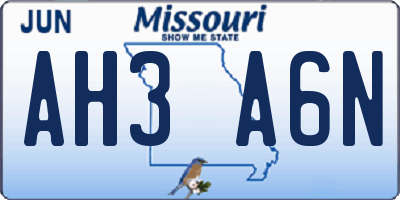 MO license plate AH3A6N
