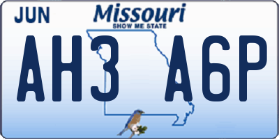 MO license plate AH3A6P