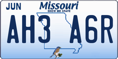 MO license plate AH3A6R