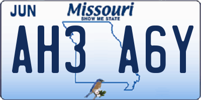 MO license plate AH3A6Y