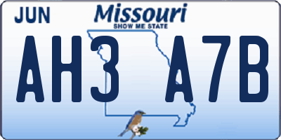 MO license plate AH3A7B