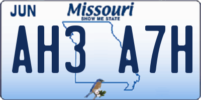 MO license plate AH3A7H