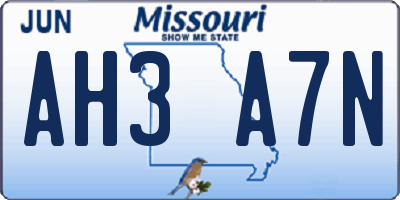MO license plate AH3A7N