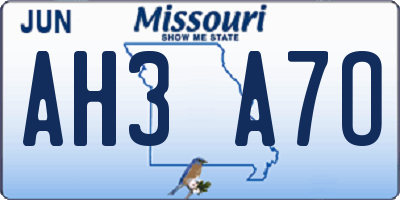 MO license plate AH3A7O