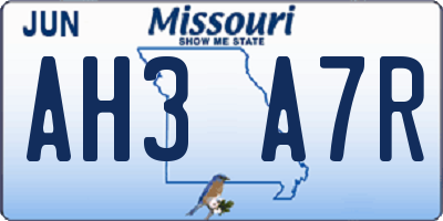 MO license plate AH3A7R