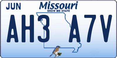 MO license plate AH3A7V