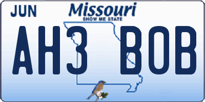 MO license plate AH3B0B