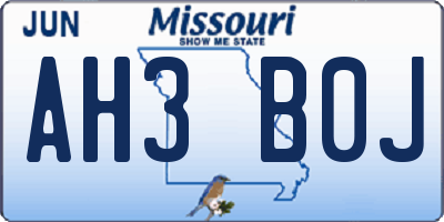 MO license plate AH3B0J