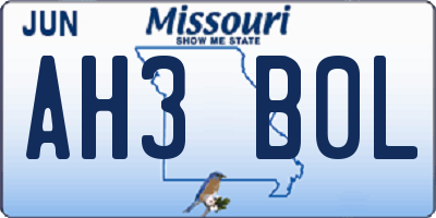 MO license plate AH3B0L