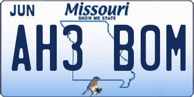 MO license plate AH3B0M