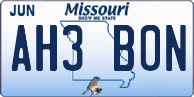 MO license plate AH3B0N