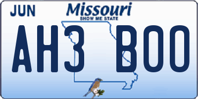 MO license plate AH3B0O