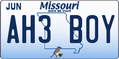 MO license plate AH3B0Y