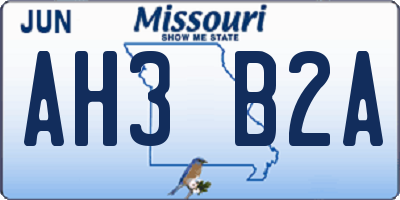 MO license plate AH3B2A