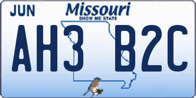 MO license plate AH3B2C