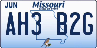 MO license plate AH3B2G
