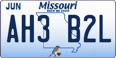 MO license plate AH3B2L