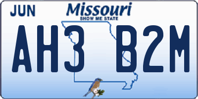 MO license plate AH3B2M