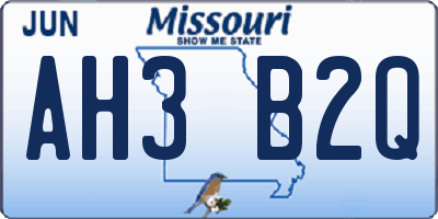 MO license plate AH3B2Q