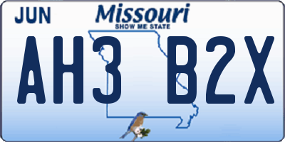 MO license plate AH3B2X