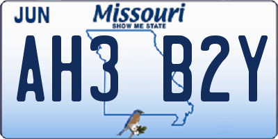 MO license plate AH3B2Y