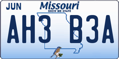 MO license plate AH3B3A