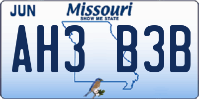 MO license plate AH3B3B