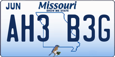 MO license plate AH3B3G