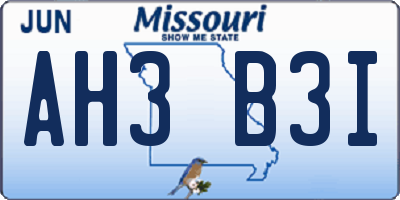 MO license plate AH3B3I
