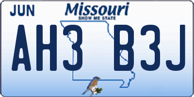 MO license plate AH3B3J