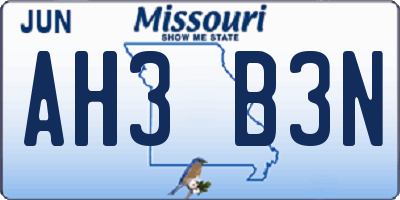 MO license plate AH3B3N