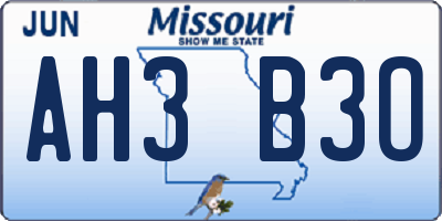 MO license plate AH3B3O