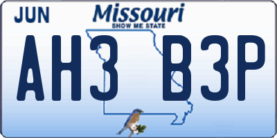 MO license plate AH3B3P