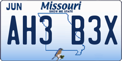MO license plate AH3B3X