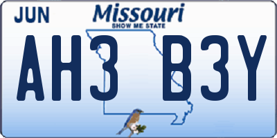 MO license plate AH3B3Y