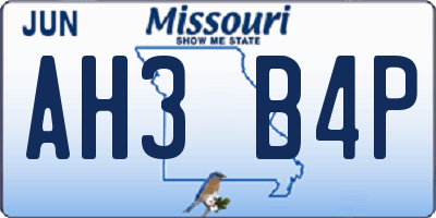 MO license plate AH3B4P