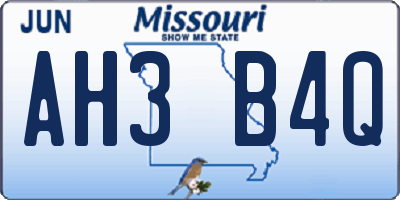 MO license plate AH3B4Q
