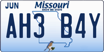 MO license plate AH3B4Y