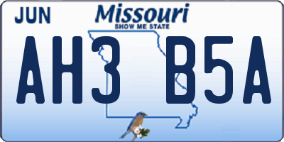 MO license plate AH3B5A