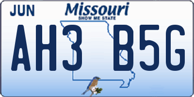 MO license plate AH3B5G